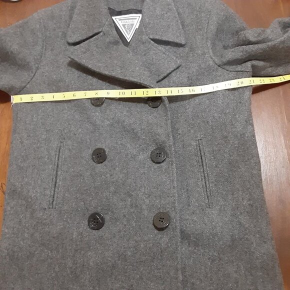 Marvin Richards Double Breasted Gray Wool Blend Pea coat Women's Size 6 - Picture 10 of 14